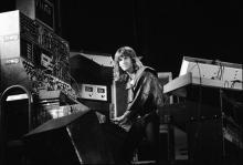 Keith Emerson wearing his Tarkus-skin cloak